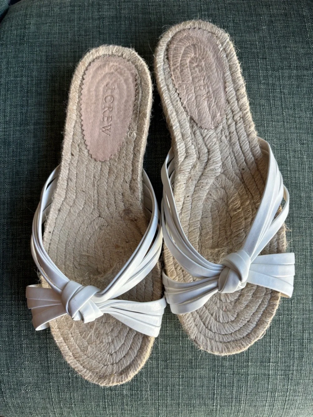 J. Crew women’s White Knotted Espadrille summer Slides Size 8 worn once EUC! - Picture 4 of 14